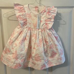 NWT! Girls JANIE AND JACK Pink White TOILE PRINT DRESS & BLOOMERS ~ 6 - 12 Month